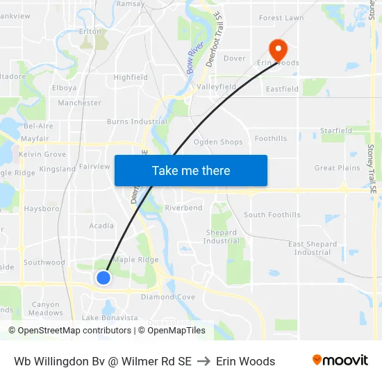Wb  Willingdon Bv @ Wilmer Rd SE to Erin Woods map