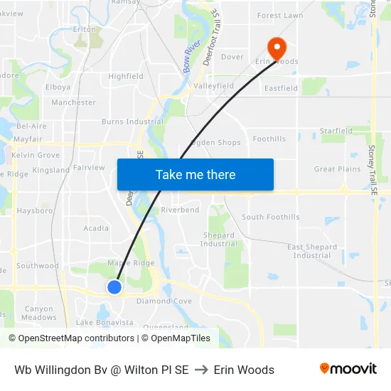 Wb Willingdon Bv @ Wilton Pl SE to Erin Woods map