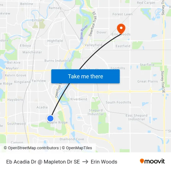Eb Acadia Dr @ Mapleton Dr SE to Erin Woods map