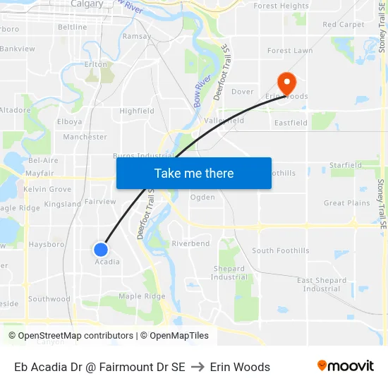 Eb Acadia Dr @ Fairmount Dr SE to Erin Woods map