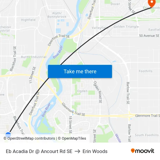 Eb Acadia Dr @ Ancourt  Rd SE to Erin Woods map