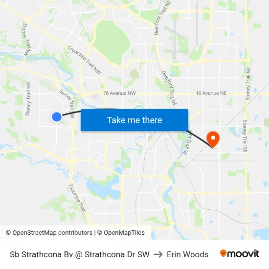 Sb Strathcona Bv @ Strathcona Dr SW to Erin Woods map