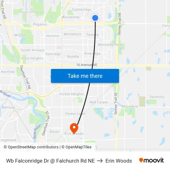 Wb Falconridge Dr @ Falchurch Rd NE to Erin Woods map