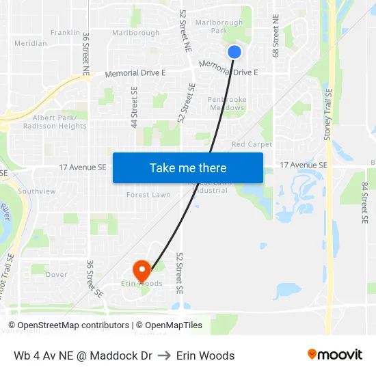 Wb 4 Av NE @ Maddock Dr to Erin Woods map