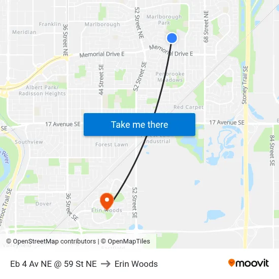 Eb 4 Av NE @ 59 St NE to Erin Woods map