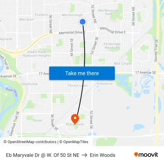 Eb Maryvale Dr @ W. Of 50 St NE to Erin Woods map