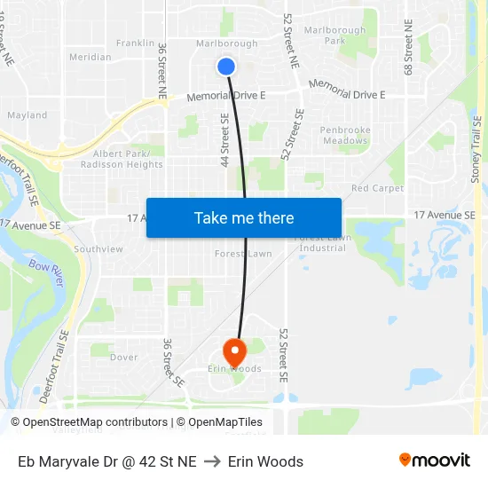 Eb Maryvale Dr @ 42 St NE to Erin Woods map