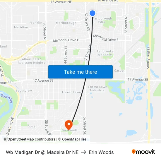 Wb Madigan Dr @ Madeira Dr NE to Erin Woods map