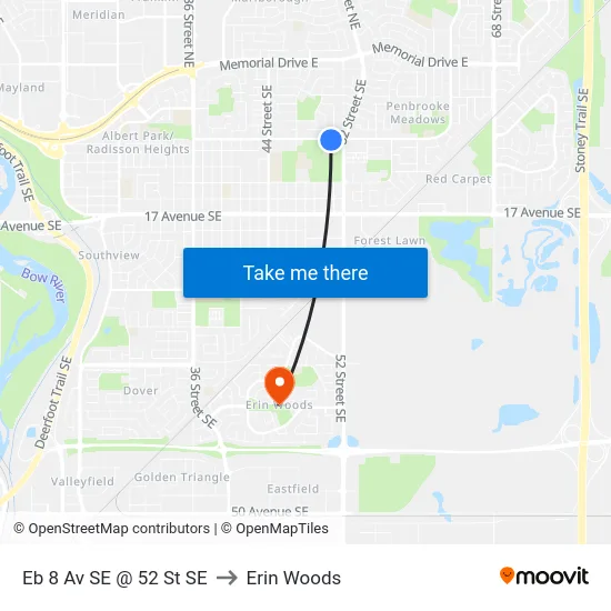 Eb 8 Av SE @ 52 St SE to Erin Woods map