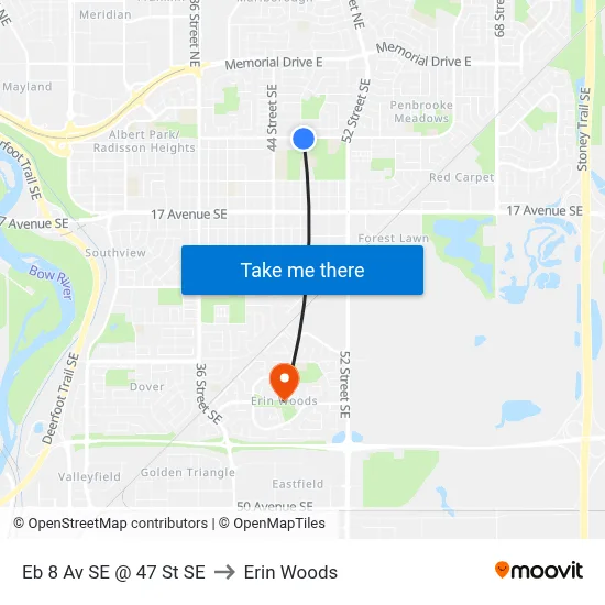 Eb 8 Av SE @ 47 St SE to Erin Woods map