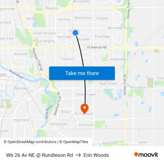 Wb 26 Av NE @ Rundleson Rd to Erin Woods map