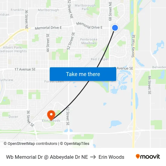 Wb Memorial Dr @ Abbeydale Dr NE to Erin Woods map