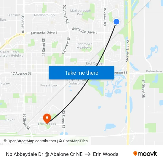 Nb Abbeydale Dr @ Abalone Cr NE to Erin Woods map
