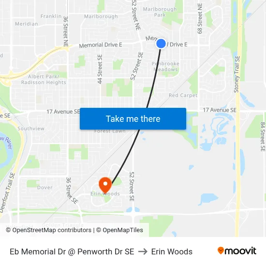 Eb Memorial Dr @ Penworth Dr SE to Erin Woods map