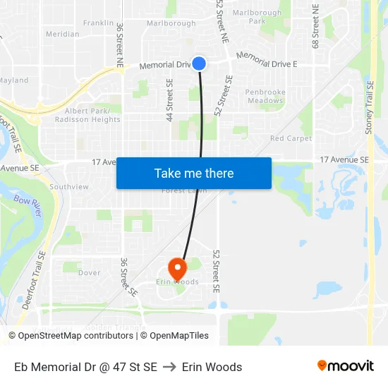 Eb Memorial Dr @ 47 St SE to Erin Woods map
