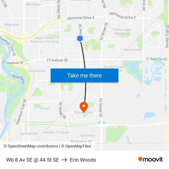 Wb 8 Av SE @ 44 St SE to Erin Woods map