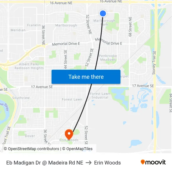 Eb Madigan Dr @ Madeira Rd NE to Erin Woods map