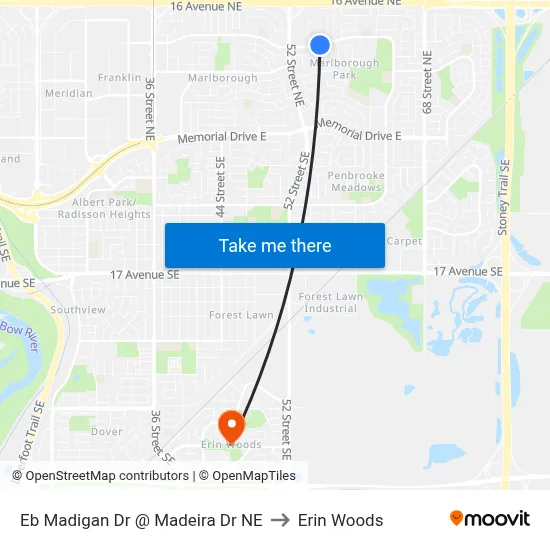 Eb Madigan Dr @ Madeira Dr NE to Erin Woods map