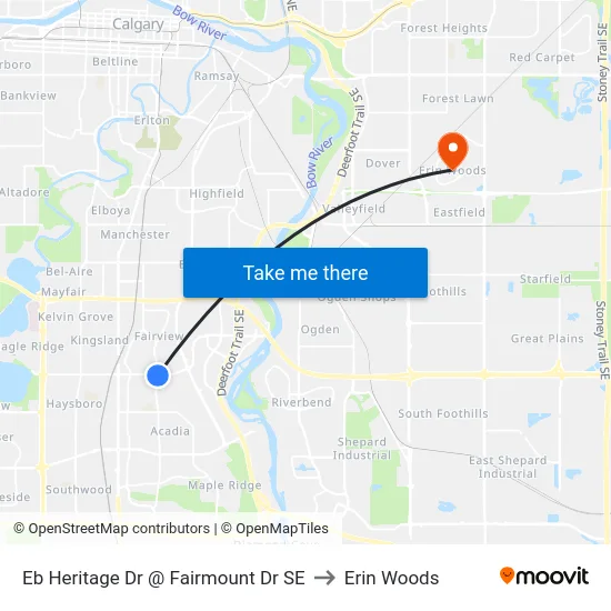 Eb Heritage Dr @ Fairmount Dr SE to Erin Woods map
