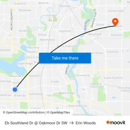 Eb Southland Dr @ Oakmoor Dr SW to Erin Woods map
