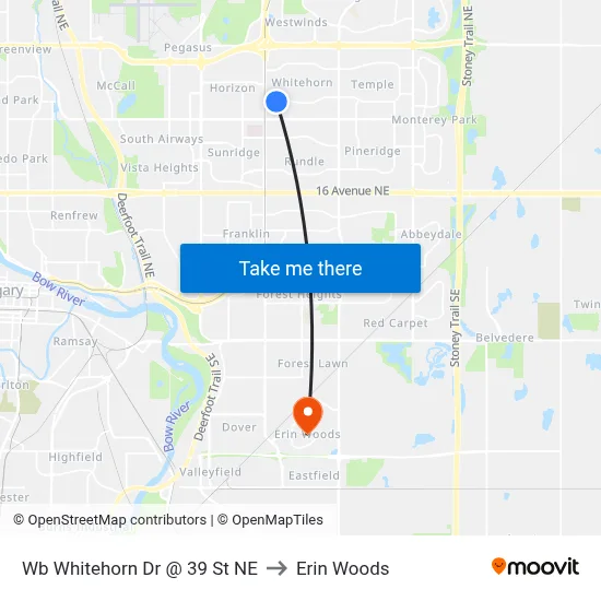 Wb Whitehorn Dr @ 39 St NE to Erin Woods map
