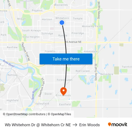Wb Whitehorn Dr @ Whitehorn Cr NE to Erin Woods map