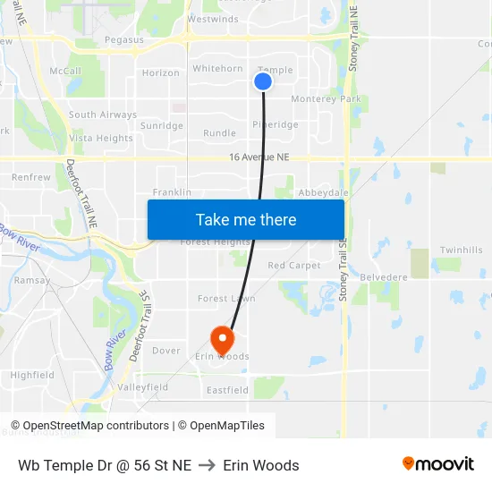 Wb Temple Dr @ 56 St NE to Erin Woods map