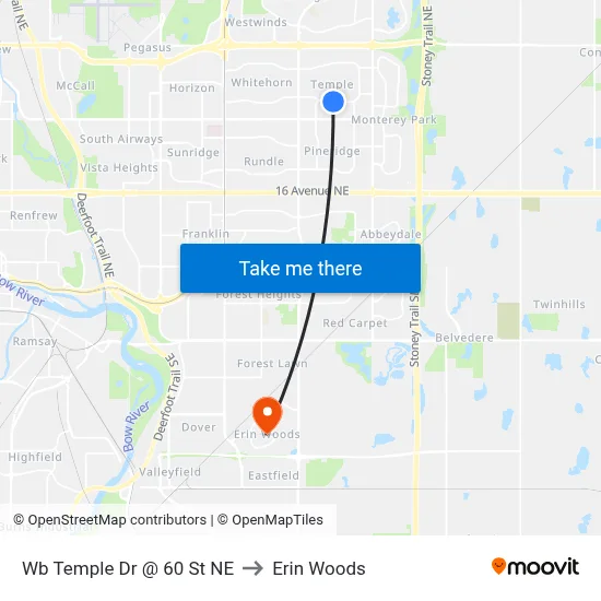 Wb Temple Dr @ 60 St NE to Erin Woods map