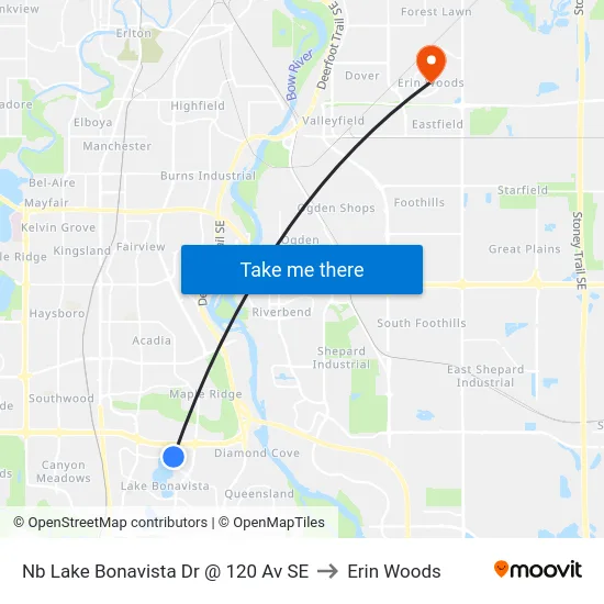 Nb Lake Bonavista Dr @ 120 Av SE to Erin Woods map