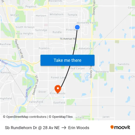 Sb Rundlehorn Dr @ 28 Av NE to Erin Woods map