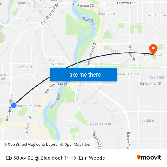 Eb 58 Av SE @ Blackfoot Tr to Erin Woods map