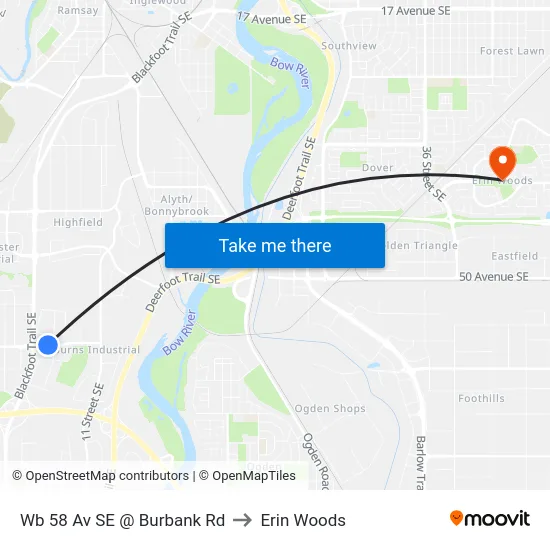 Wb 58 Av SE @ Burbank Rd to Erin Woods map
