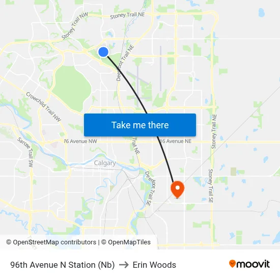 96th Avenue N Station (Nb) to Erin Woods map