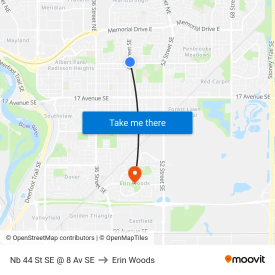 Nb 44 St SE @ 8 Av SE to Erin Woods map