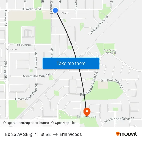 Eb 26 Av SE @ 41 St SE to Erin Woods map