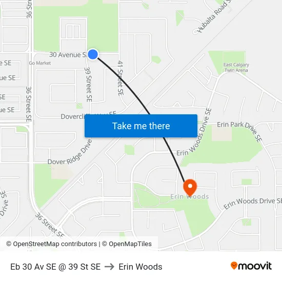 Eb 30 Av SE @ 39 St SE to Erin Woods map