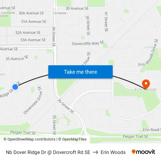 Nb Dover Ridge Dr @ Dovercroft Rd SE to Erin Woods map
