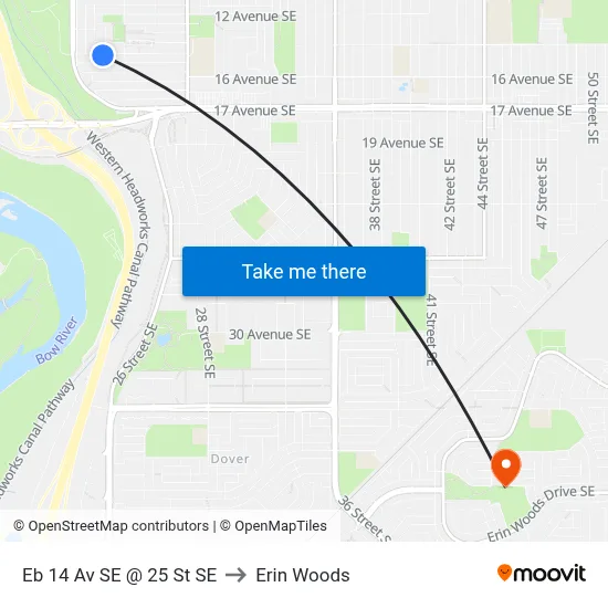 Eb 14 Av SE @ 25 St SE to Erin Woods map