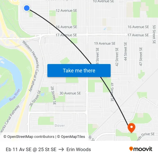 Eb 11 Av SE @ 25 St SE to Erin Woods map