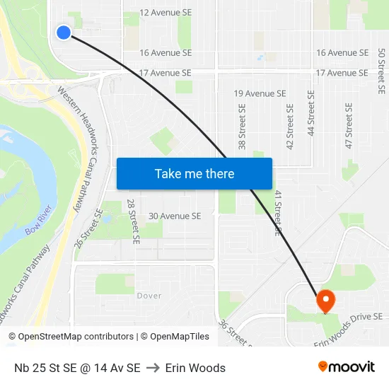 Nb 25 St SE @ 14 Av SE to Erin Woods map