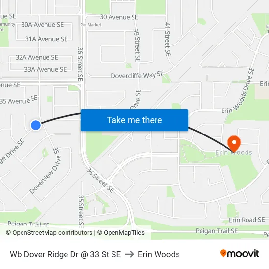 Wb Dover Ridge Dr @ 33 St SE to Erin Woods map