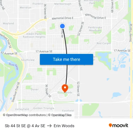 Sb 44 St SE @ 4 Av SE to Erin Woods map