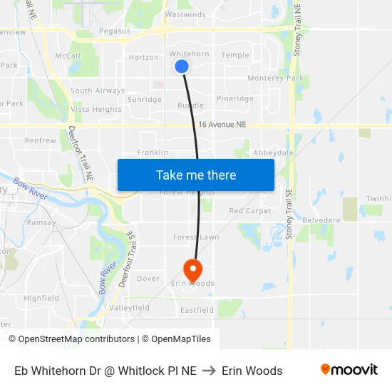 Eb Whitehorn Dr @ Whitlock Pl NE to Erin Woods map
