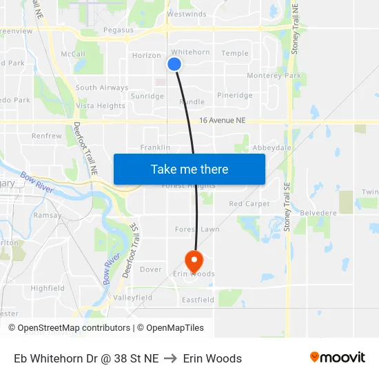 Eb Whitehorn Dr @ 38 St NE to Erin Woods map