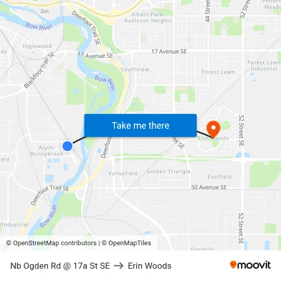 Nb Ogden Rd @ 17a St SE to Erin Woods map
