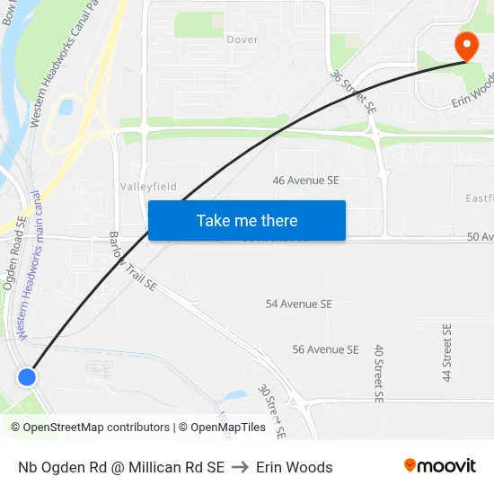 Nb Ogden Rd @ Millican Rd SE to Erin Woods map