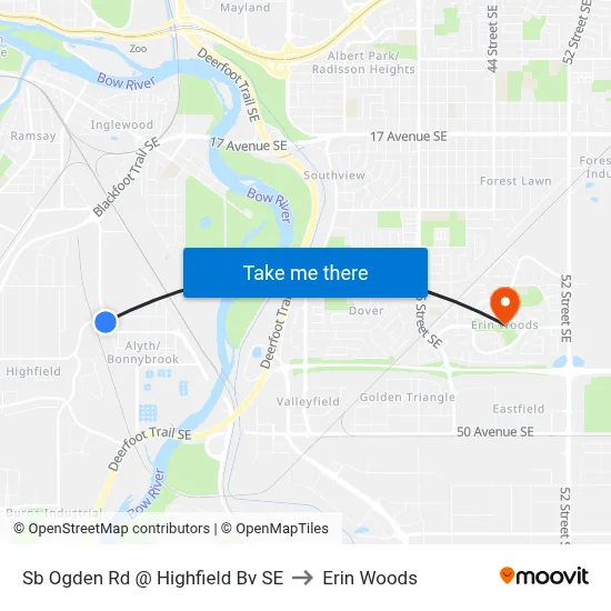Sb Ogden Rd @ Highfield Bv SE to Erin Woods map