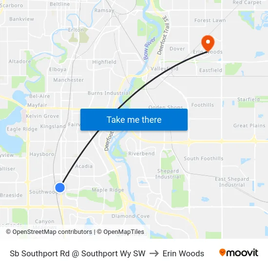 Sb Southport Rd @ Southport Wy SW to Erin Woods map