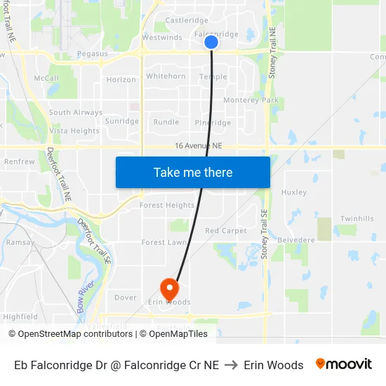Eb Falconridge Dr @ Falconridge Cr NE to Erin Woods map