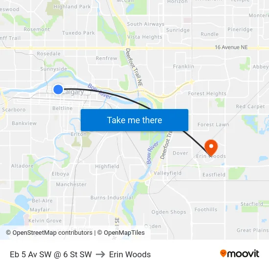 Eb 5 Av SW @ 6 St SW to Erin Woods map